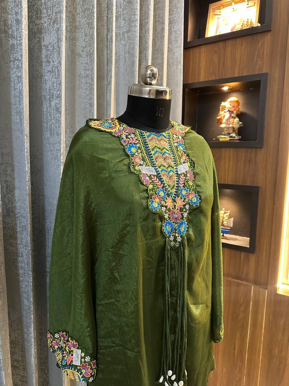 Designer Palazzo Top Blouse Set in Heavy Chinon ๐