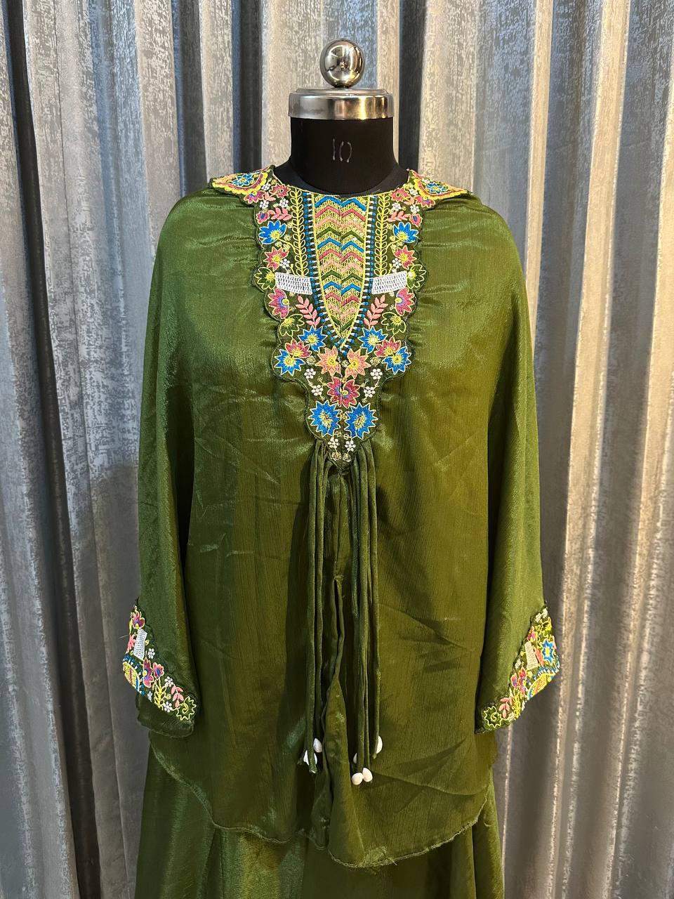 Designer Palazzo Top Blouse Set in Heavy Chinon ๐