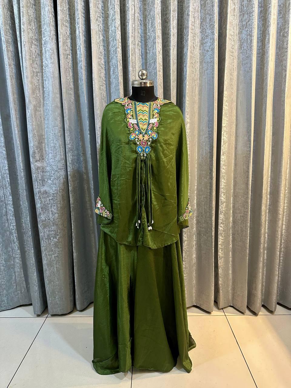 Designer Palazzo Top Blouse Set in Heavy Chinon ๐