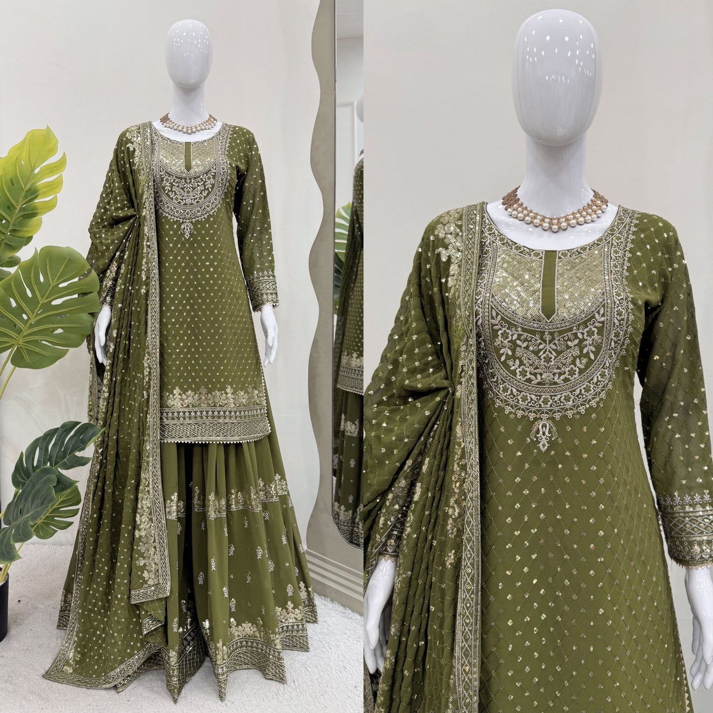 ๐ซ Elegant Faux Georgette Sharara Suit Set with Dupatta ๐ซ