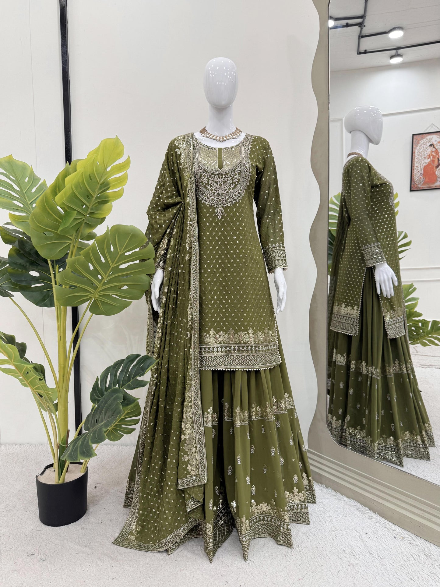 ๐ซ Elegant Faux Georgette Sharara Suit Set with Dupatta ๐ซ
