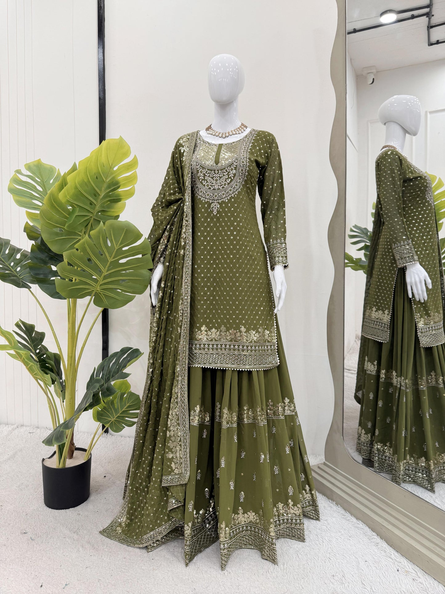 ๐ซ Elegant Faux Georgette Sharara Suit Set with Dupatta ๐ซ
