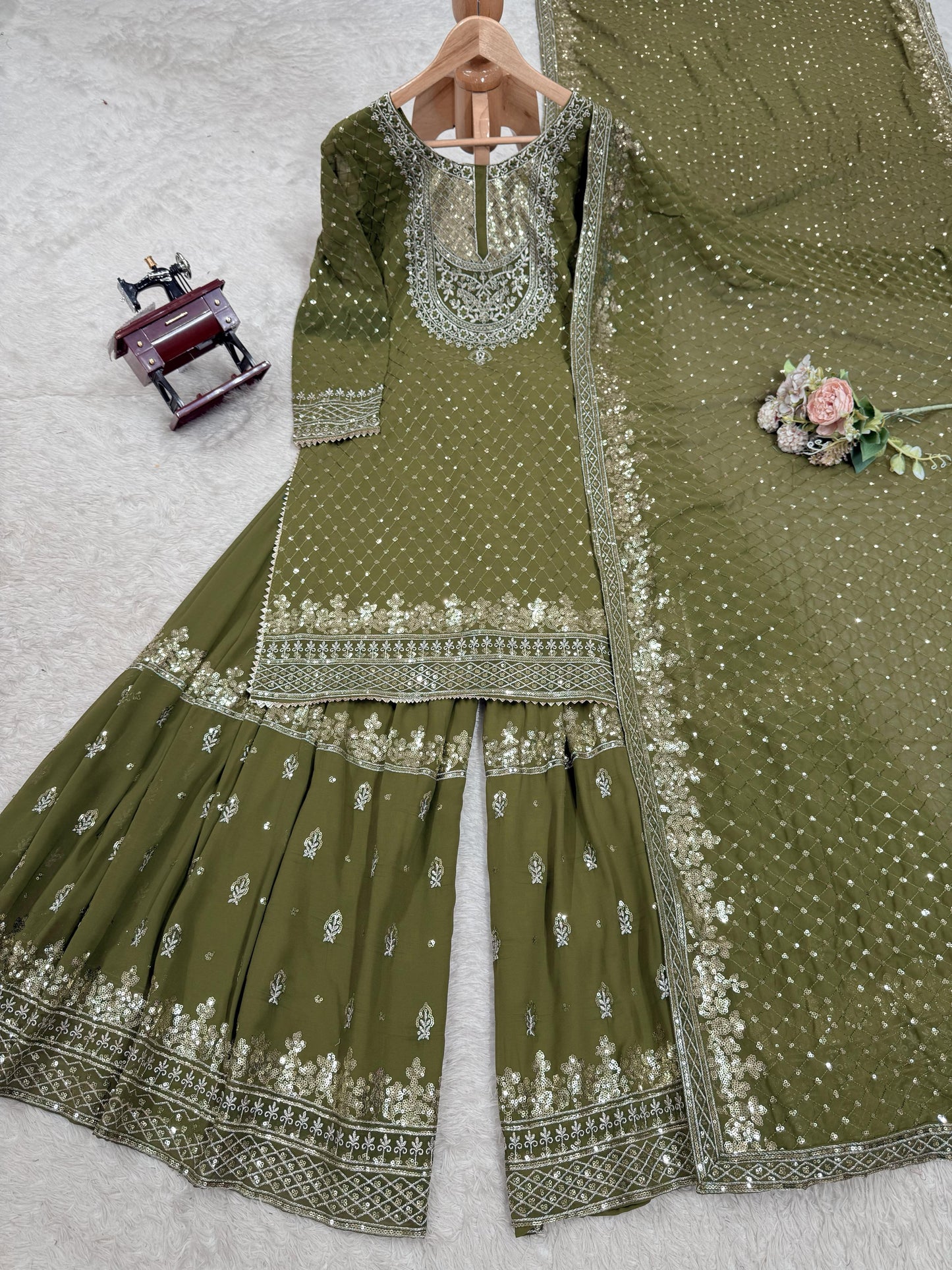 ๐ซ Elegant Faux Georgette Sharara Suit Set with Dupatta ๐ซ