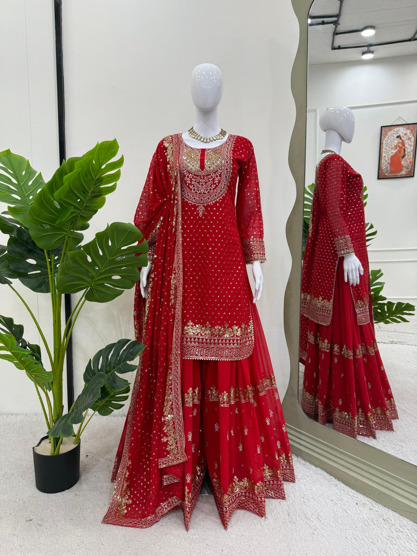 ๐ซ Elegant Faux Georgette Sharara Suit Set with Dupatta ๐ซ