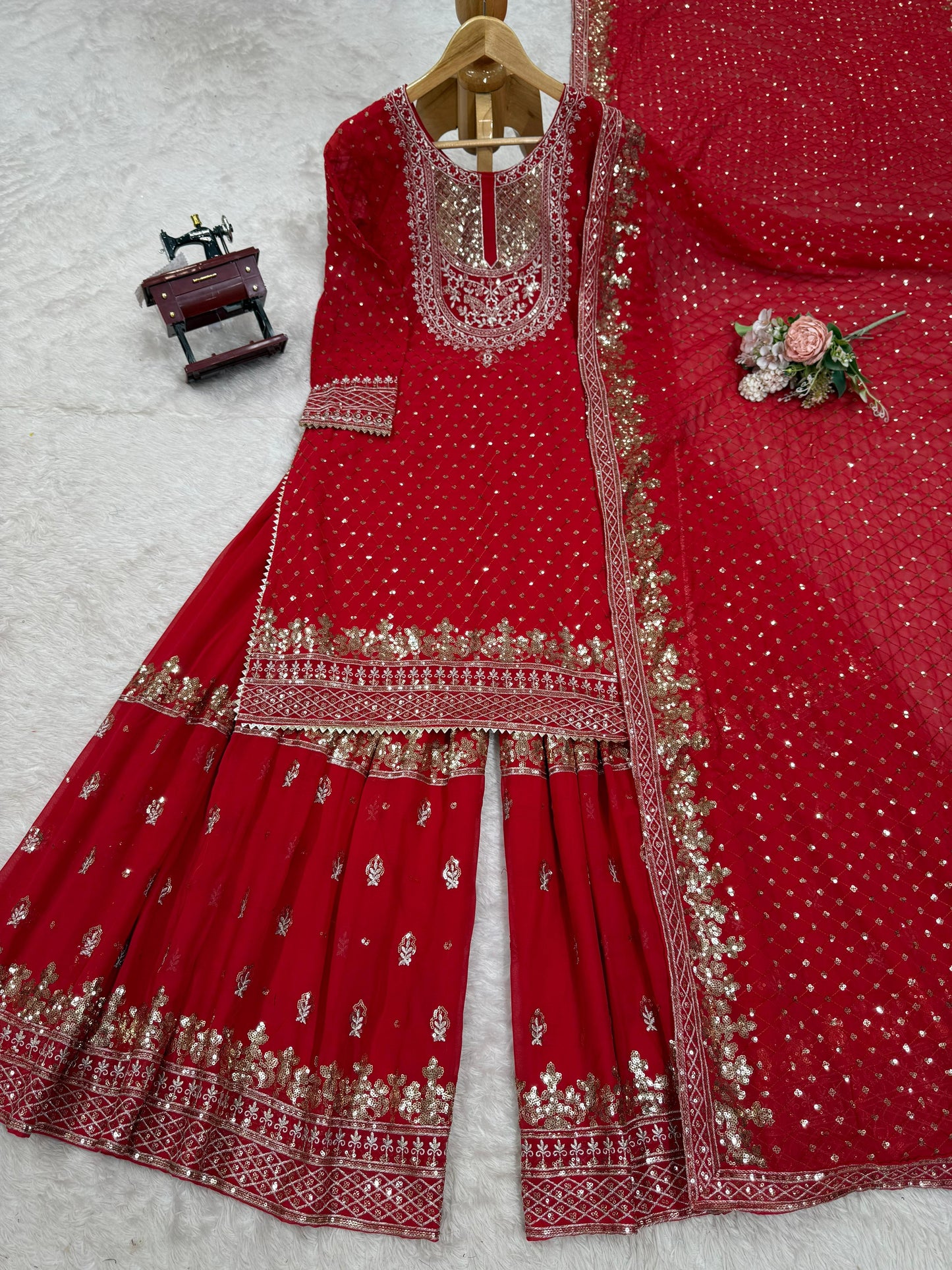 ๐ซ Elegant Faux Georgette Sharara Suit Set with Dupatta ๐ซ