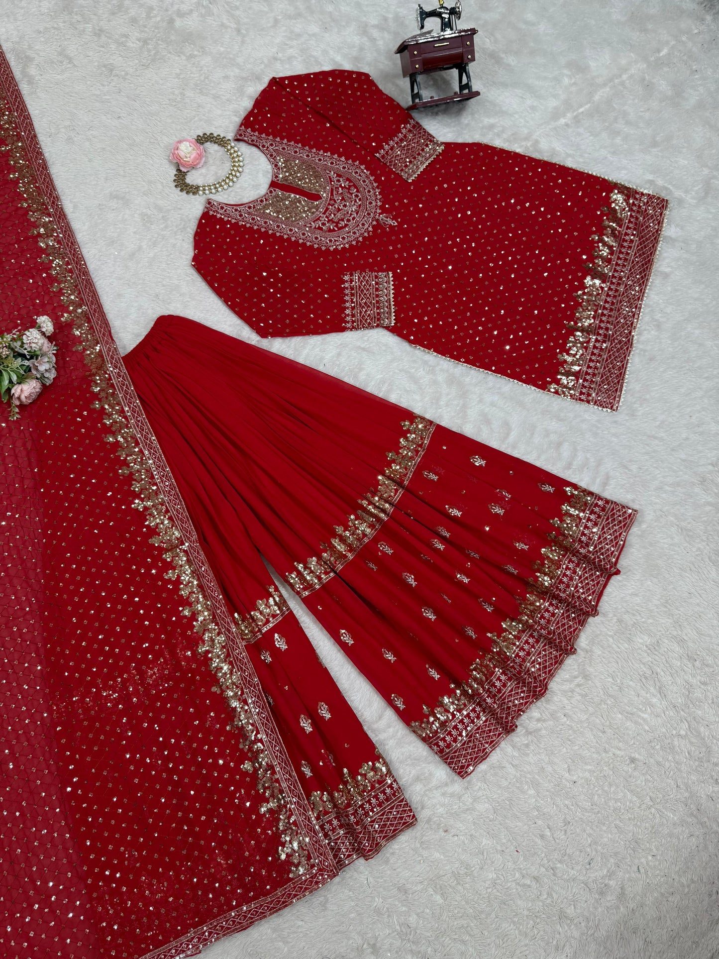 ๐ซ Elegant Faux Georgette Sharara Suit Set with Dupatta ๐ซ
