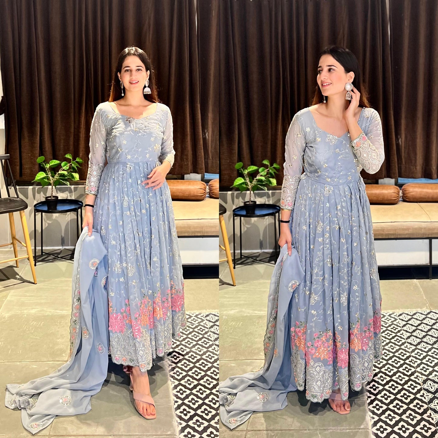 Designer Faux Georgette Anarkali Suit Set ✨