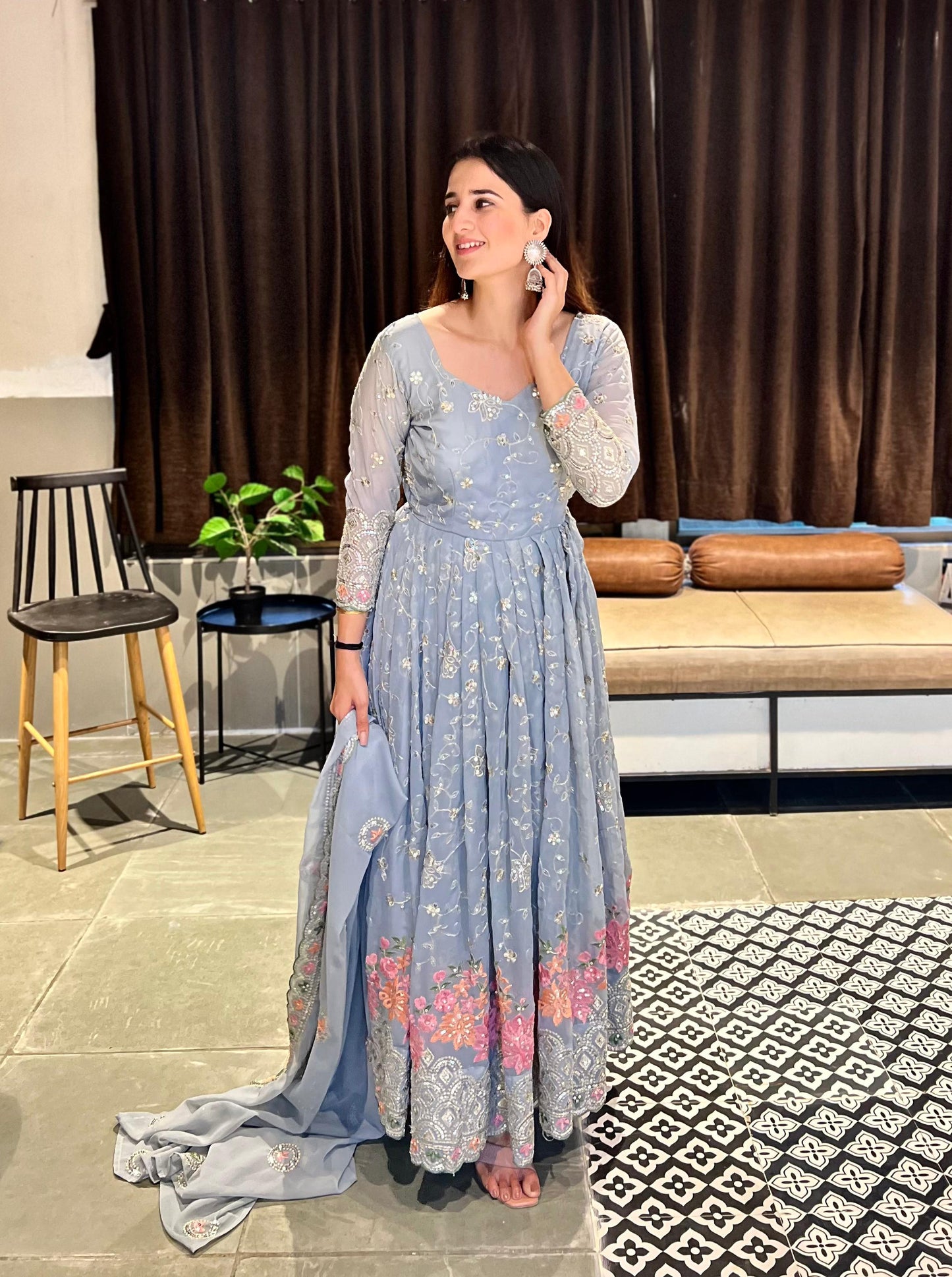 Designer Faux Georgette Anarkali Suit Set ✨