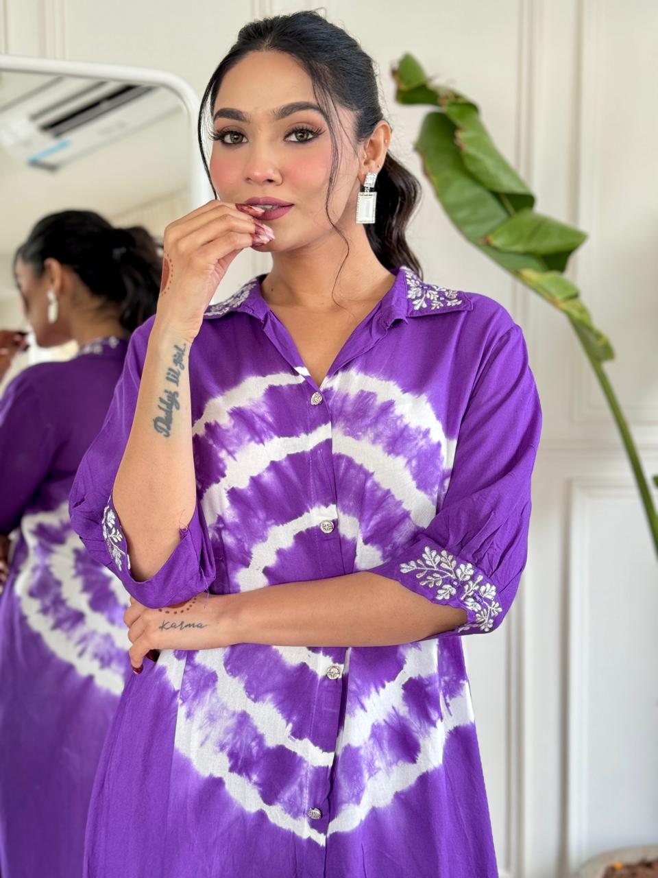 New Tie & Dye Embroidered Suit Set ✨