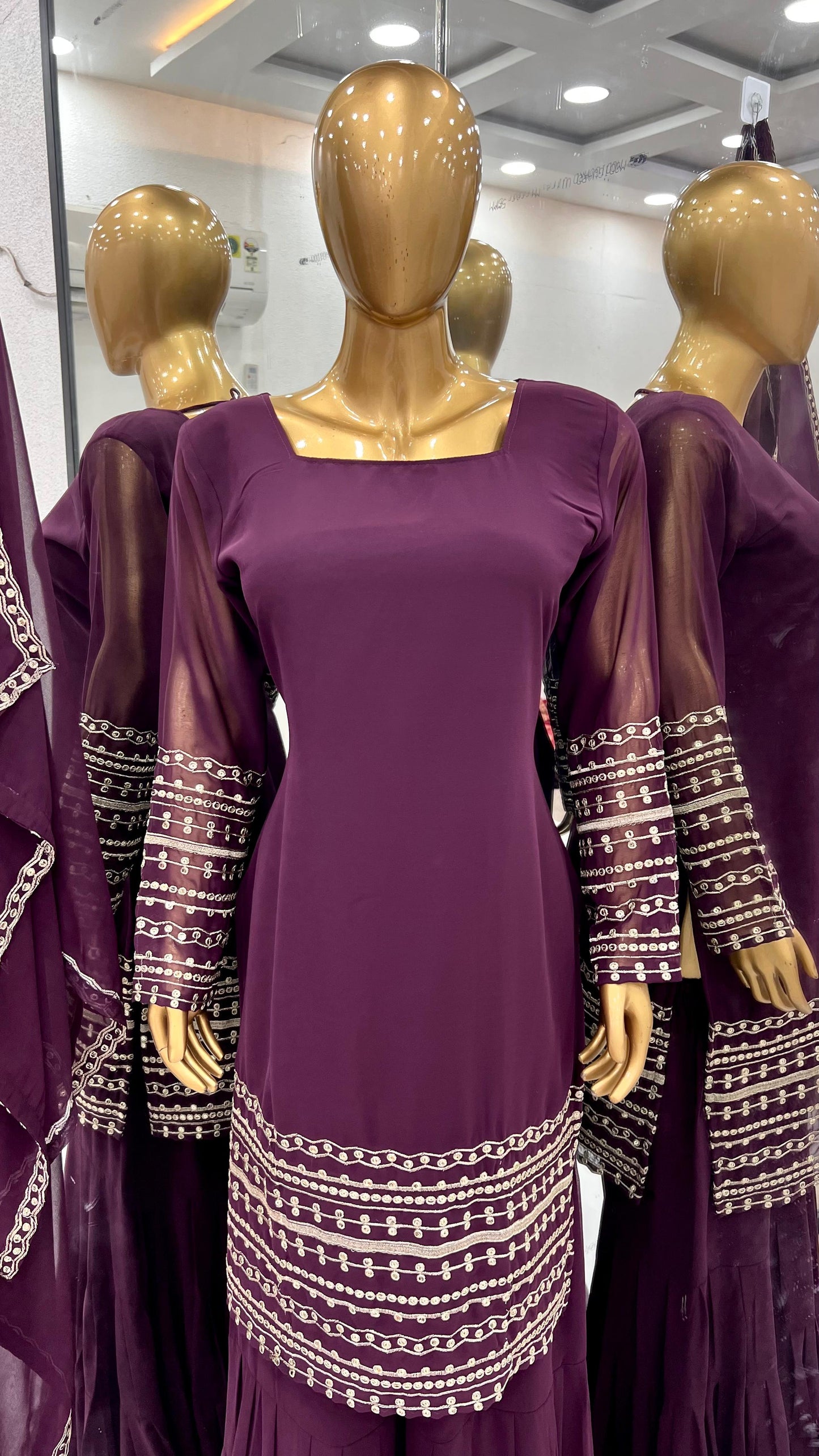 Premium Designer Georgette Top, Sharara & Dupatta Set π