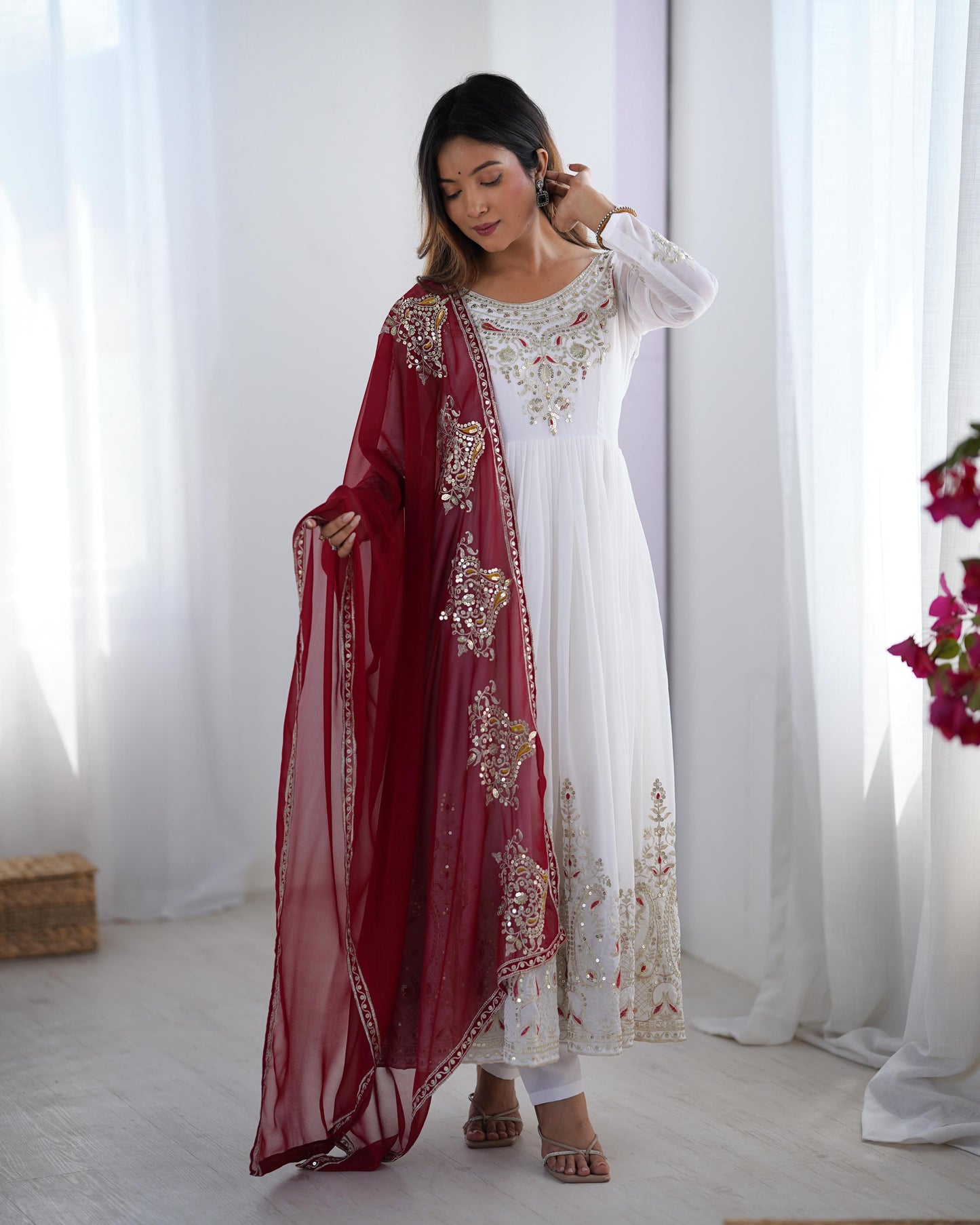 Real Model Designer Embroidered Gown Set"