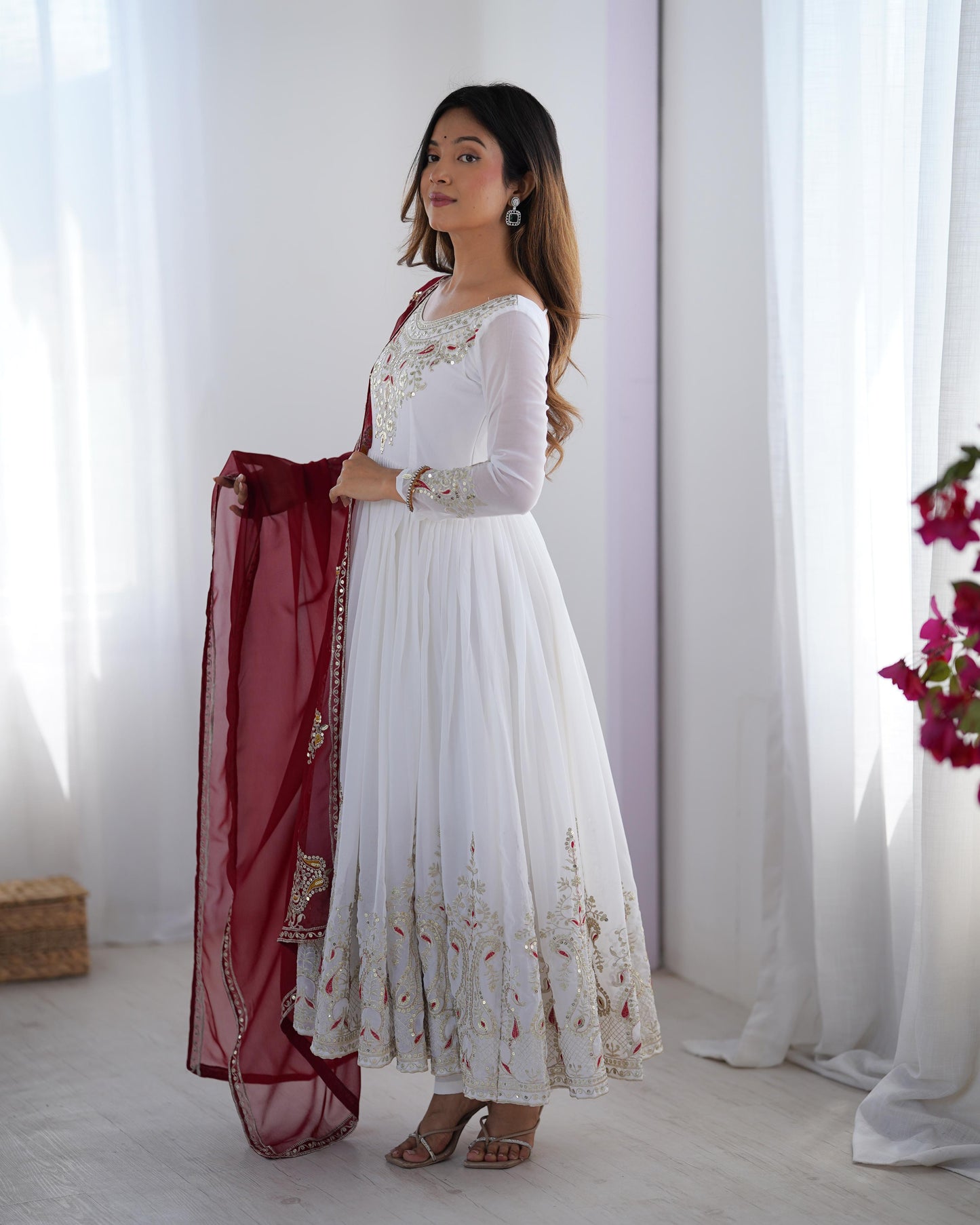 Real Model Designer Embroidered Gown Set"