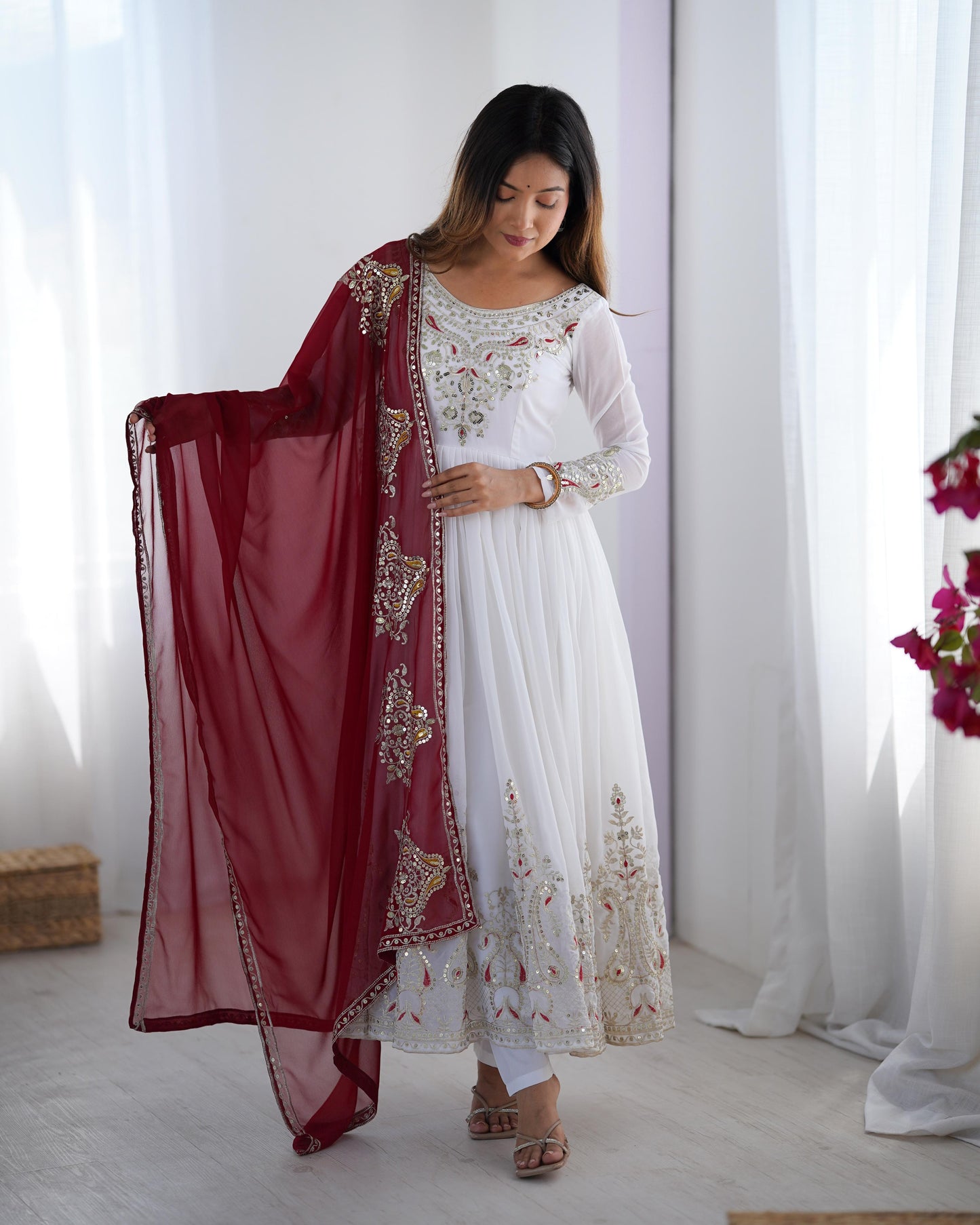 Real Model Designer Embroidered Gown Set"