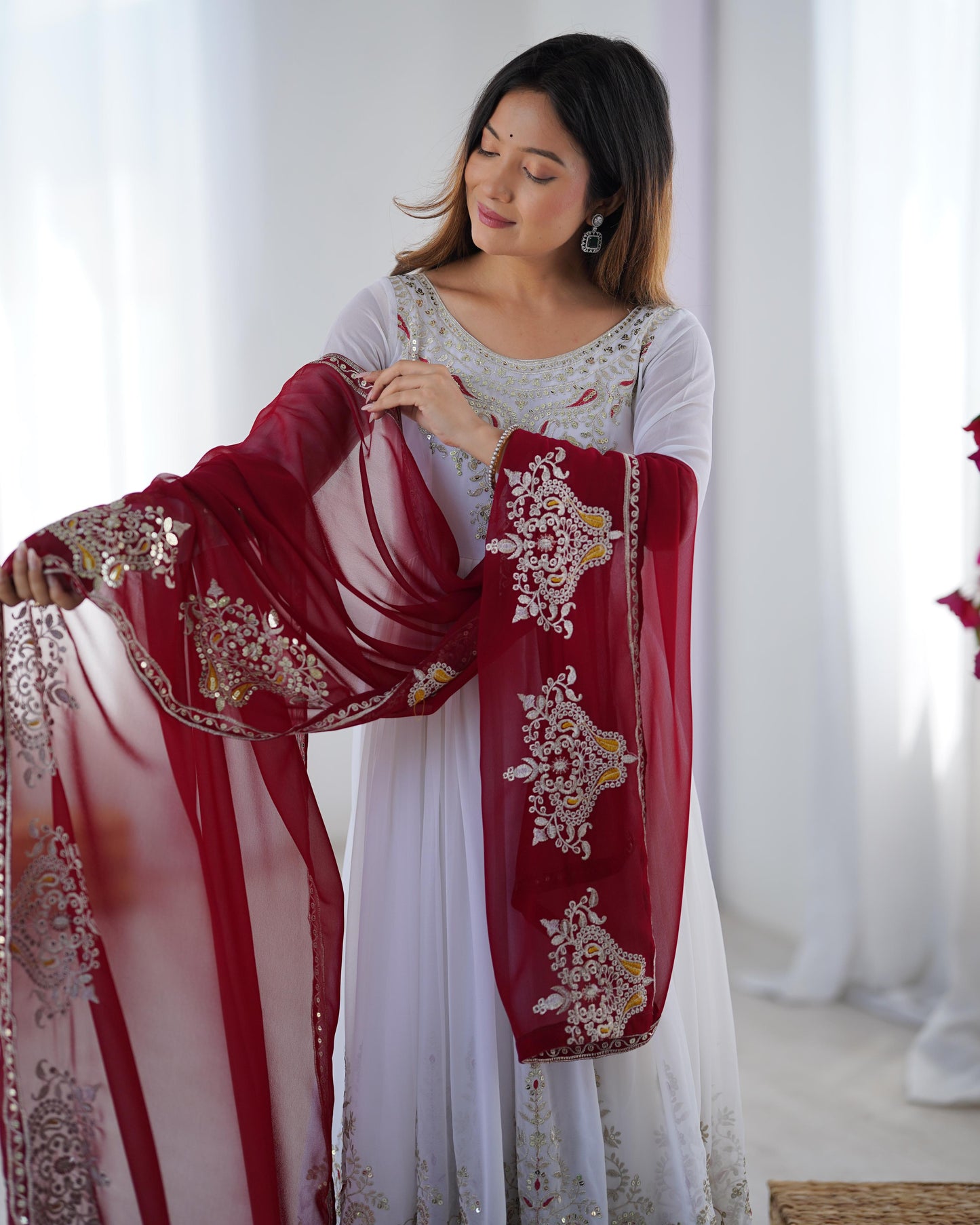 Real Model Designer Embroidered Gown Set"