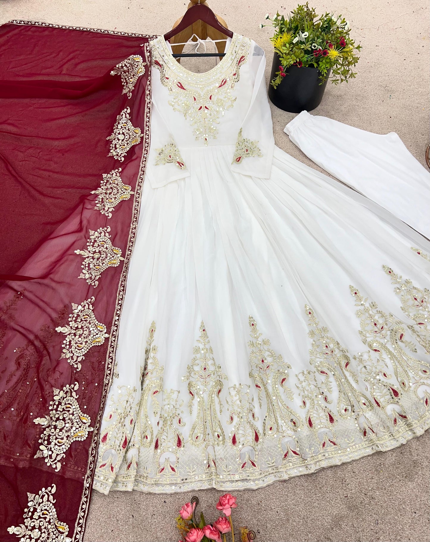 Real Model Designer Embroidered Gown Set"