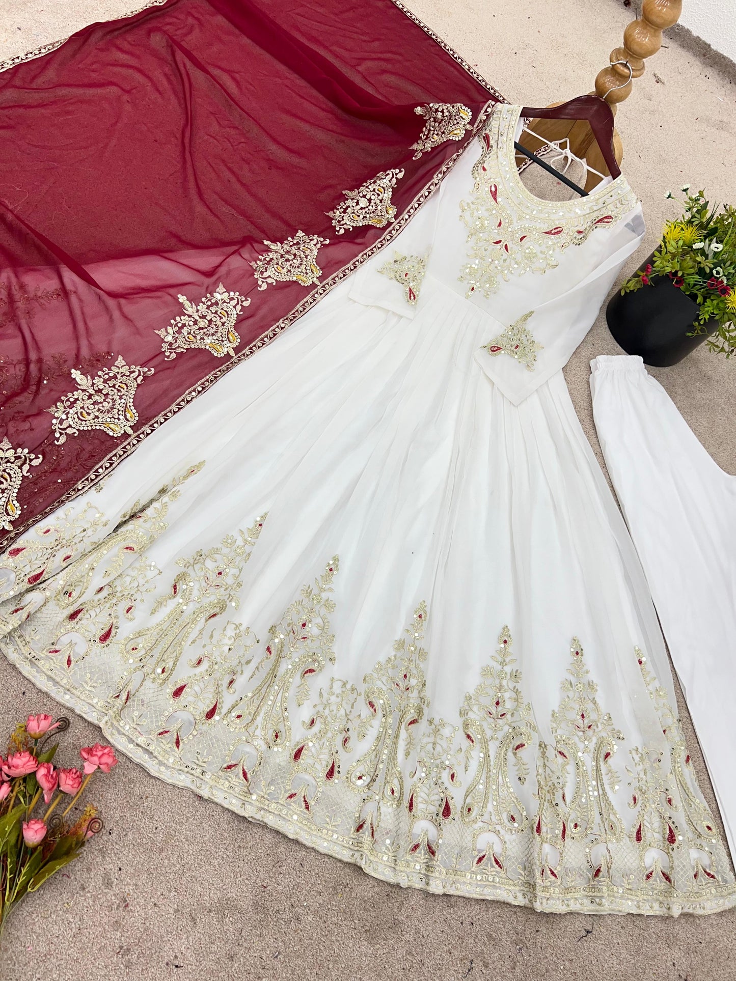 Real Model Designer Embroidered Gown Set"