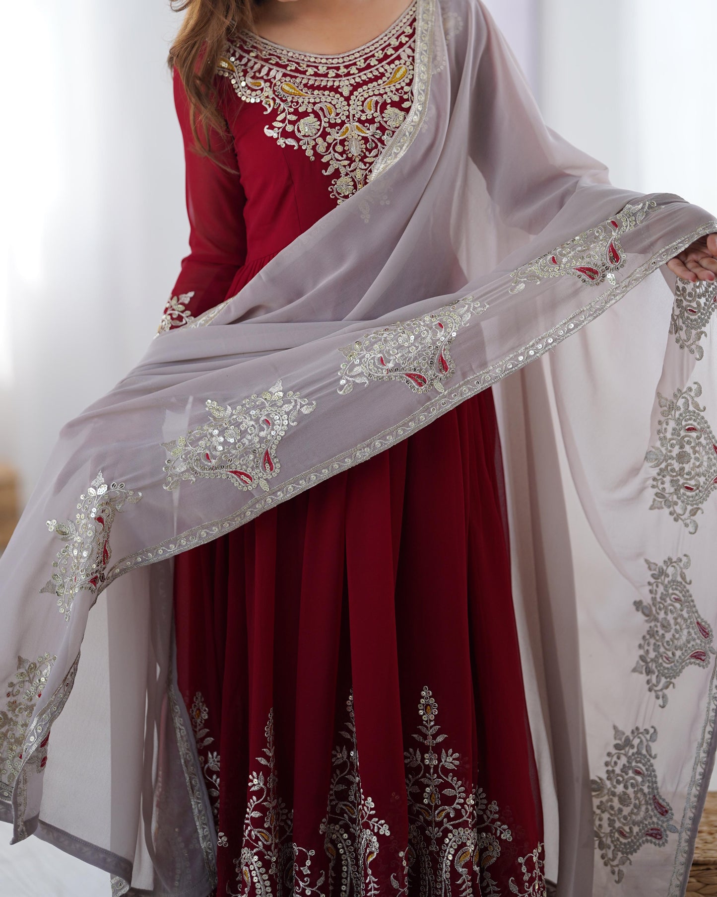 Real Model Designer Embroidered Gown Set"