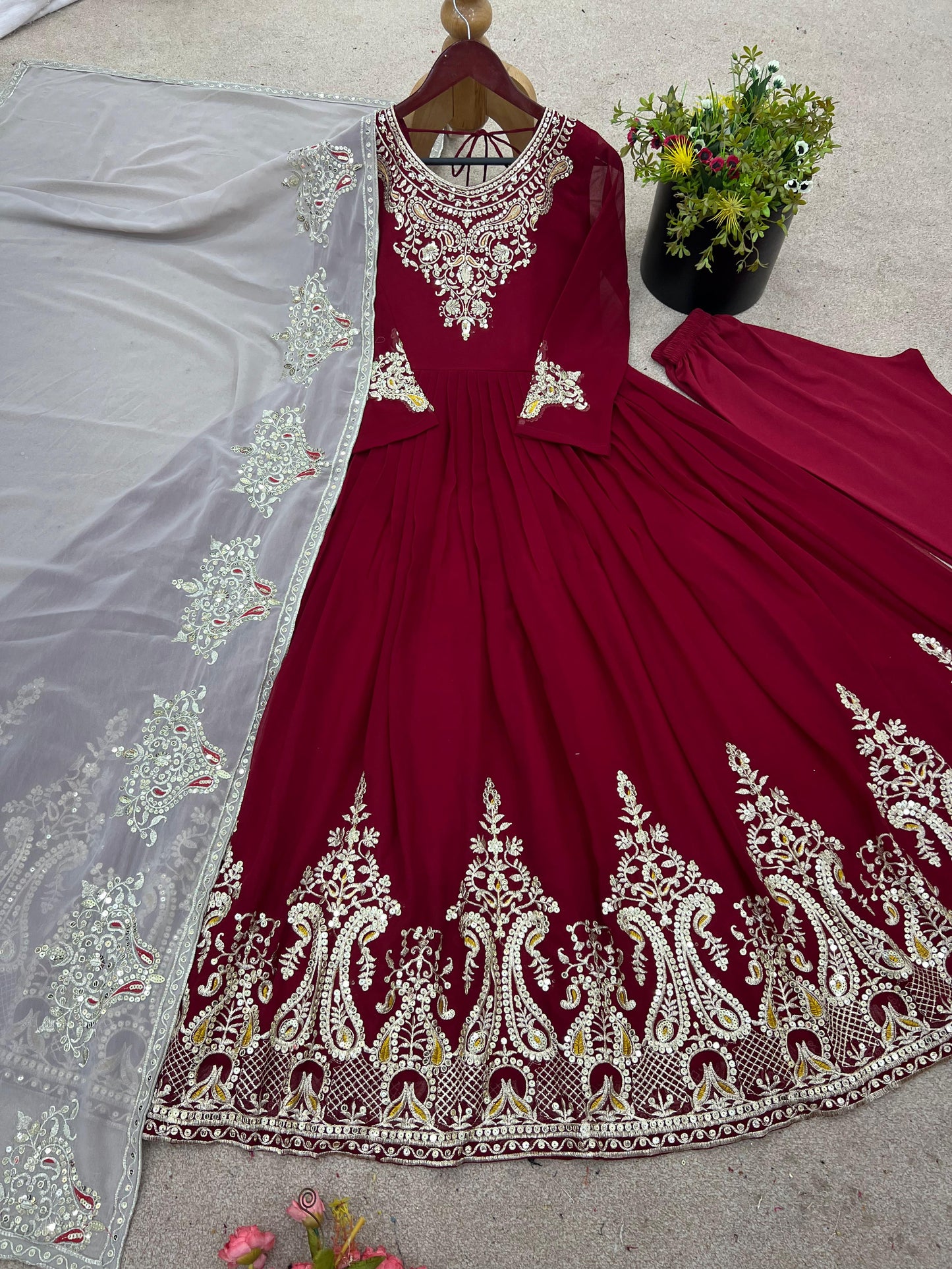 Real Model Designer Embroidered Gown Set"