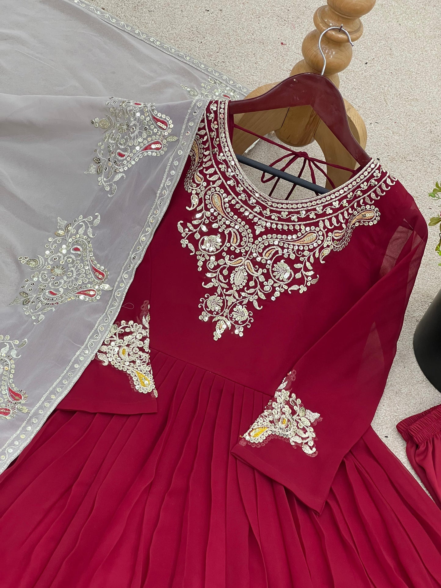 Real Model Designer Embroidered Gown Set"