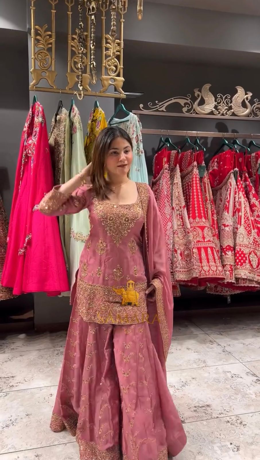 Premium Embroidered Chinon Silk Top-Plazzo-Dupatta Set"