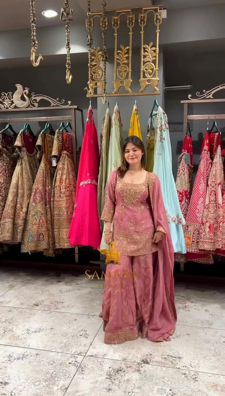 Premium Embroidered Chinon Silk Top-Plazzo-Dupatta Set"
