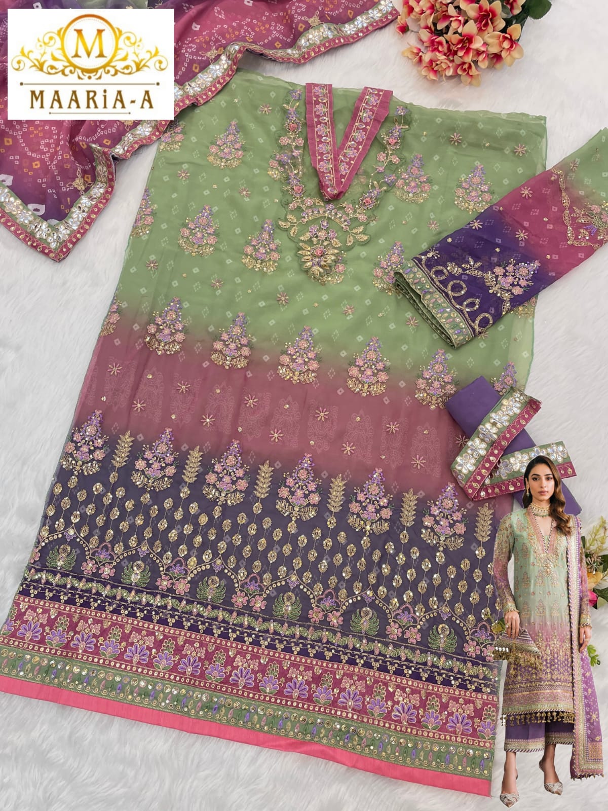 "Z20 Heavy Fox Georgette Embroidered Suit Set