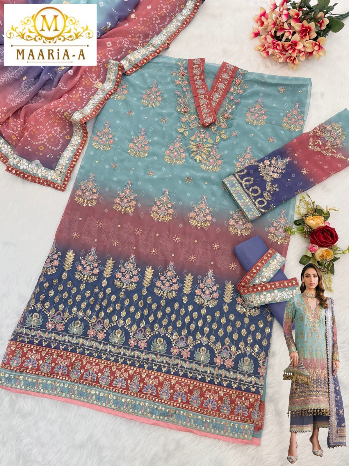 "Z20 Heavy Fox Georgette Embroidered Suit Set