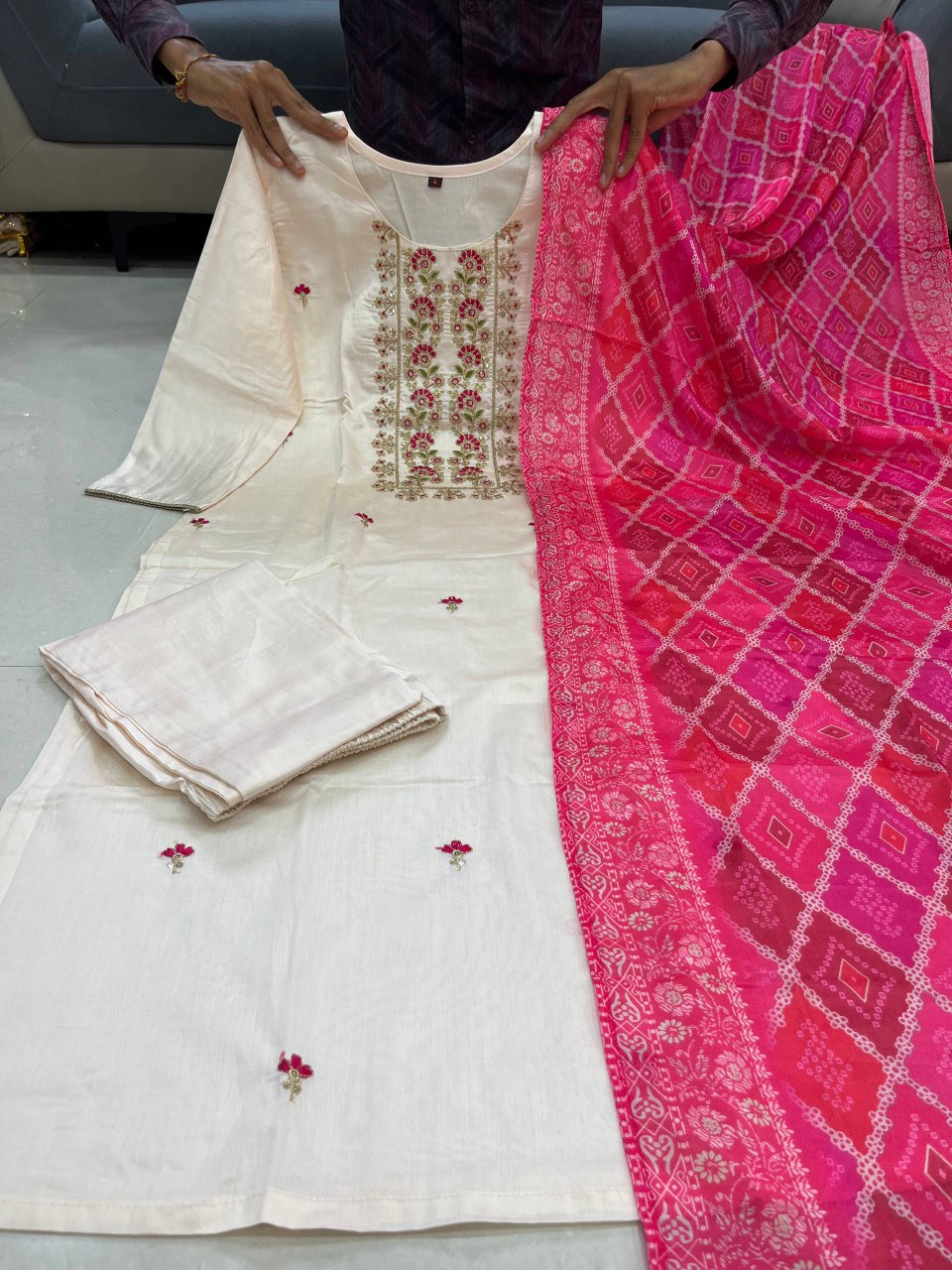 Graceful Banarasi Bandhej Suit Set Rich Banana Silk