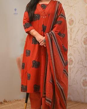 ๐ธ Red Floral A-Line Kurti Set โ Festive Simplicity & Elegance ๐ธ
