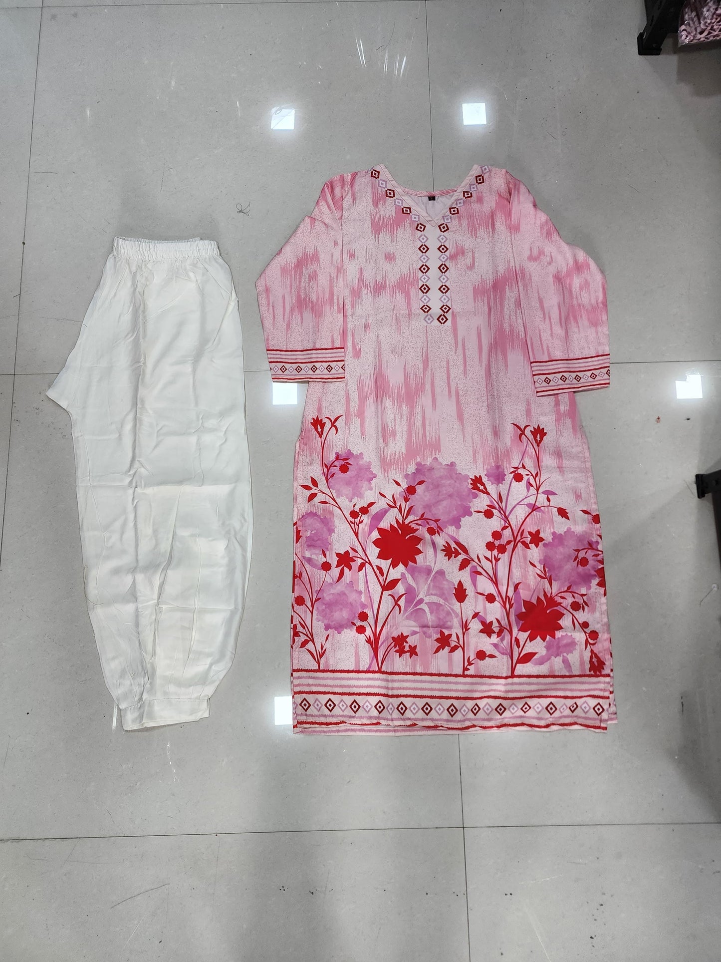 Digital Printed Poly Rayon Kurti with Afghani Pan
