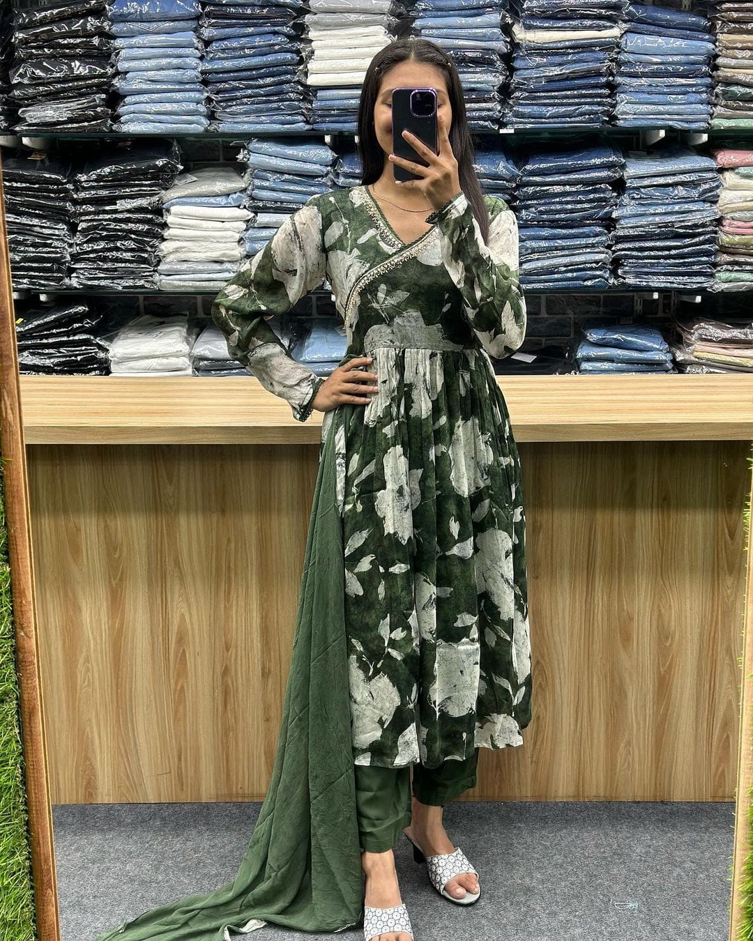Wedding Special β Angrakha Style Naira Cut Kurti with Pant & Dupatta