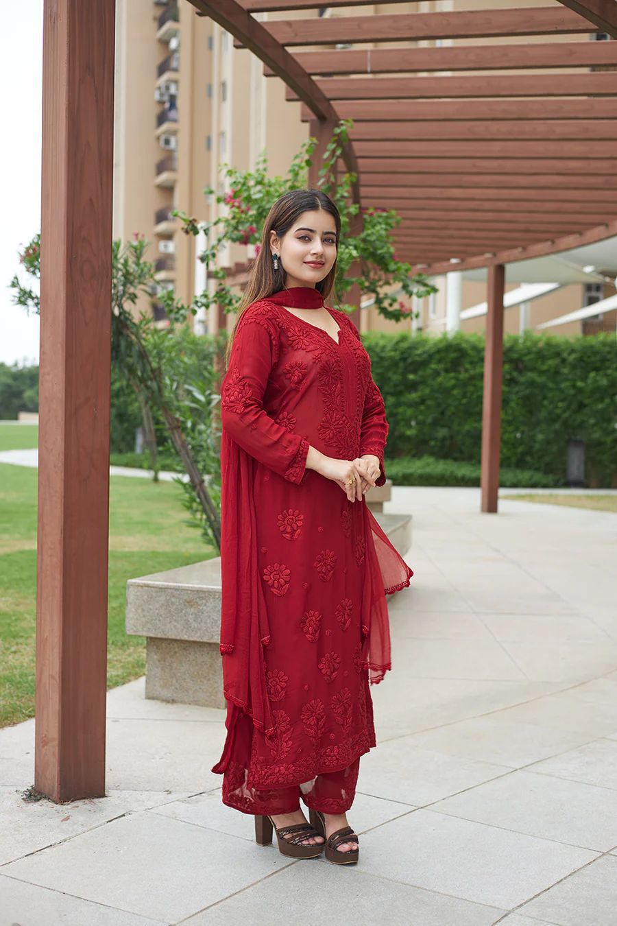 Exclusive Designer Georgette Embroidered Suit Set