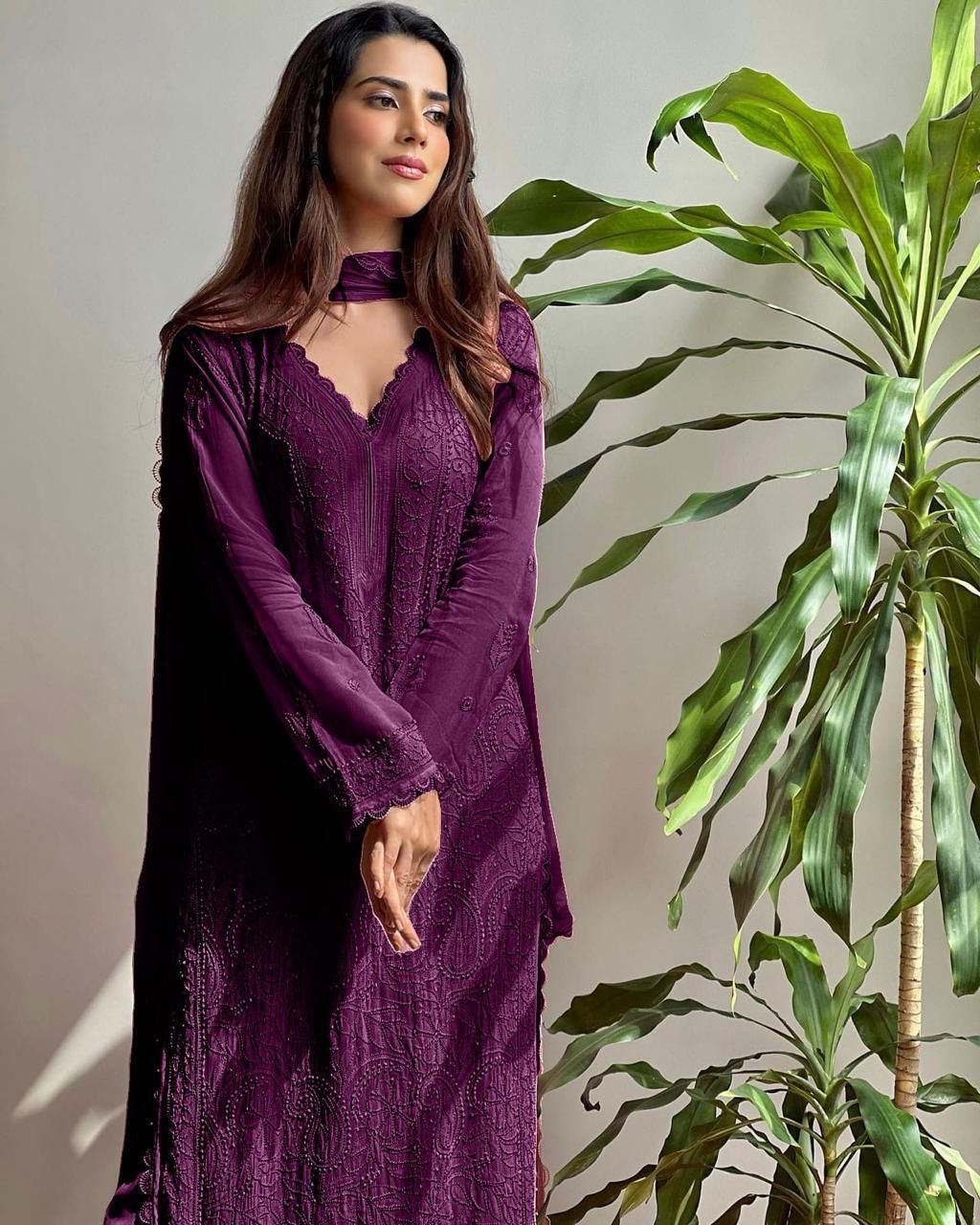 X-Lady Chikankari Embroidered 3-Piece Suit