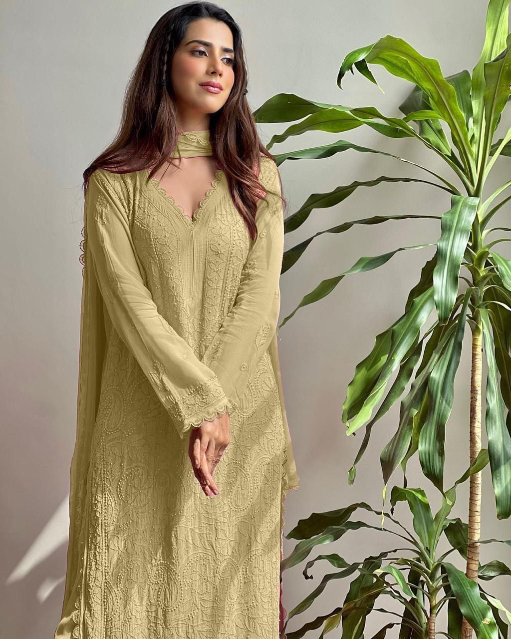 X-Lady Chikankari Embroidered 3-Piece Suit
