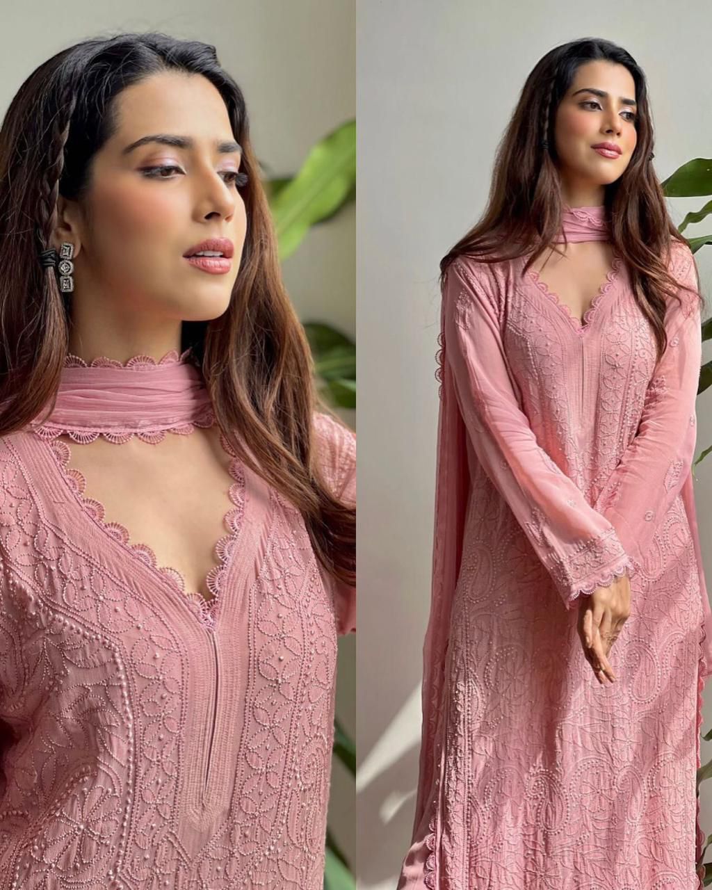 X-Lady Chikankari Embroidered 3-Piece Suit