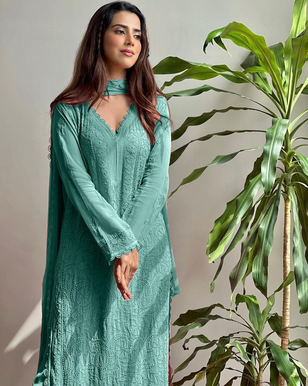 X-Lady Chikankari Embroidered 3-Piece Suit