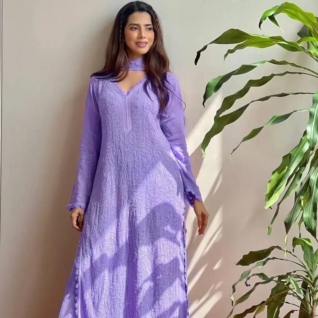 X-Lady Chikankari Embroidered 3-Piece Suit