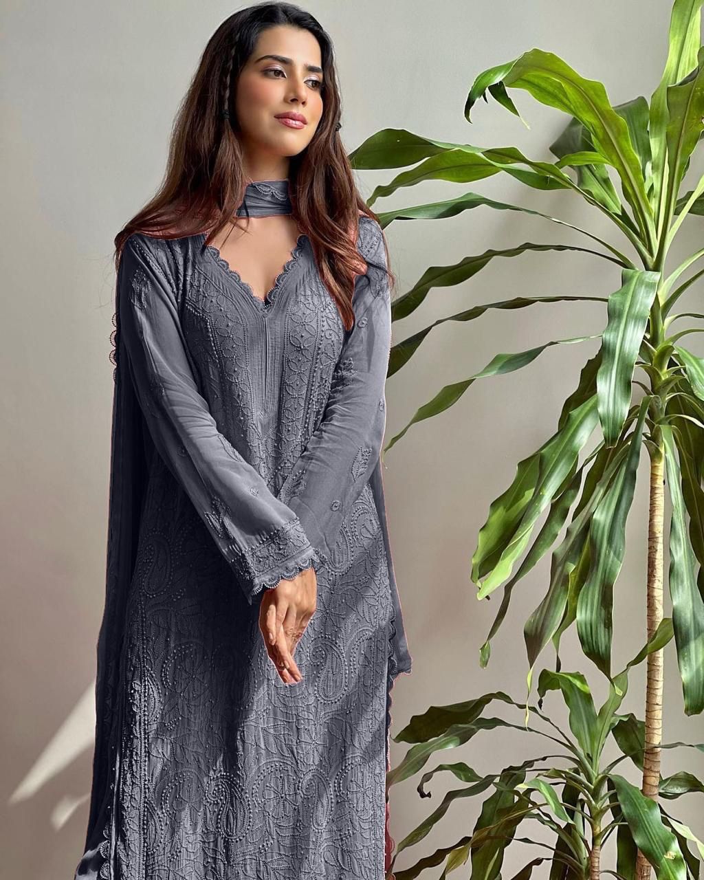 X-Lady Chikankari Embroidered 3-Piece Suit