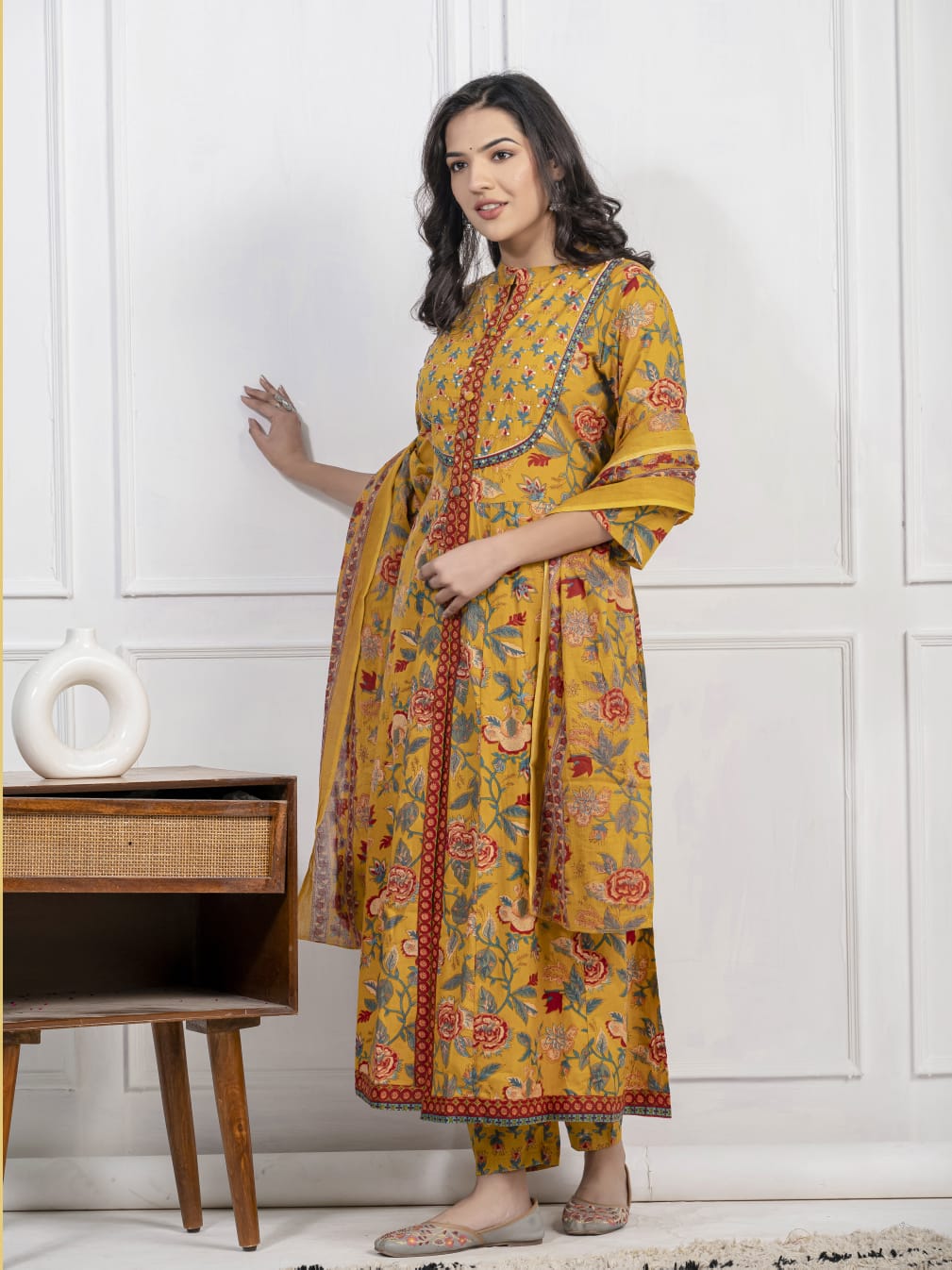 "Meher – Adda Work Cotton Kurta Set"