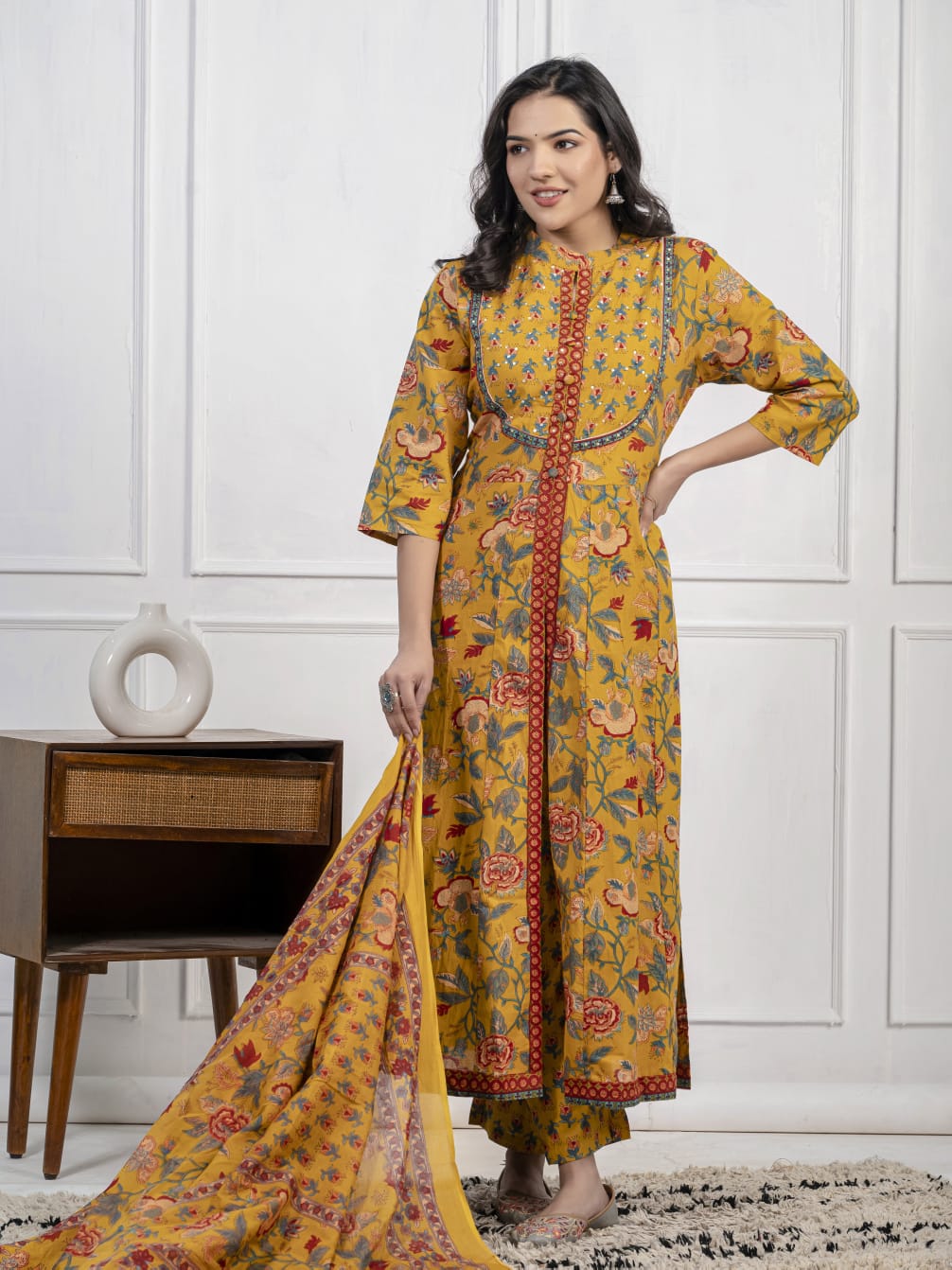 "Meher – Adda Work Cotton Kurta Set"