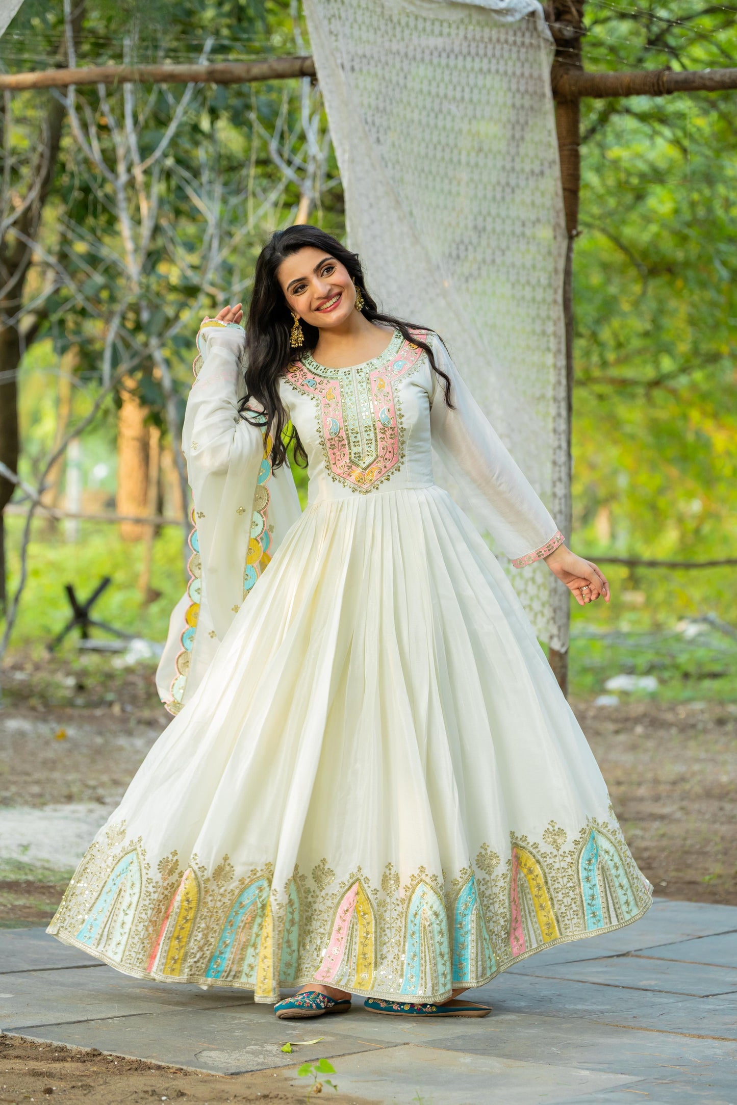 Premium Designer Heavy Embroidered Gown with Dupatta