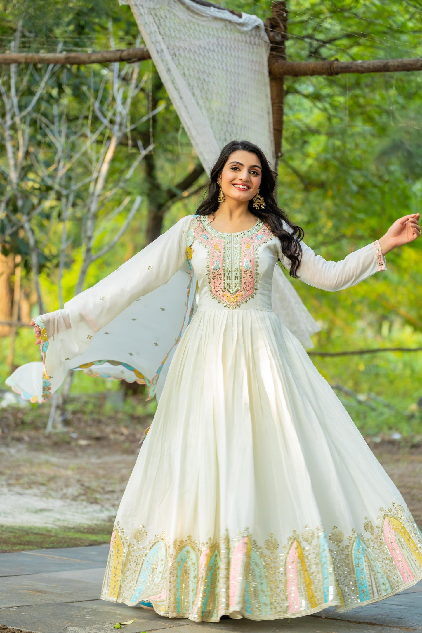 Premium Designer Heavy Embroidered Gown with Dupatta