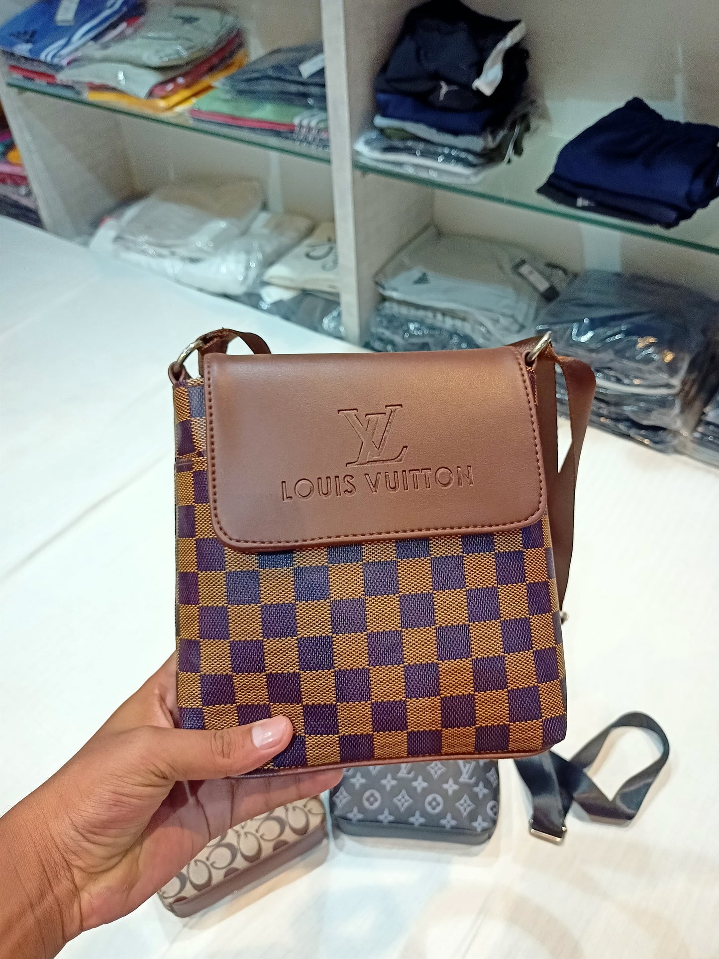 Louis Vuitton Checkered Sling Bag – Brown Edition