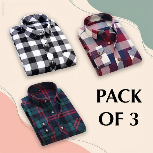 Men's Check Casual Shirt Pack of 3