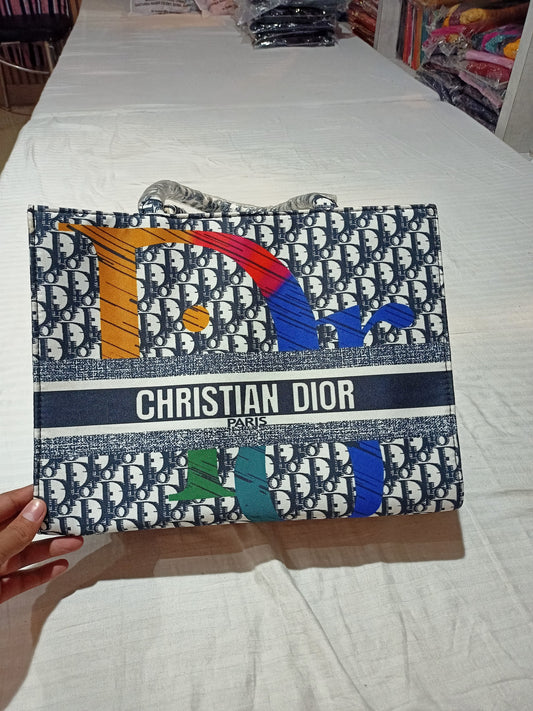 Christian Dior Inspired Multicolour Printed Tote Bag