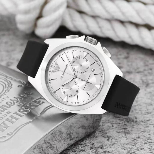 Emporio Armani Silver Dial Chronograph Watch