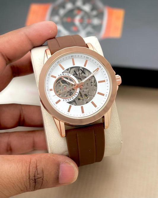 Armani Exchange Automatic Skeleton Dial Watch