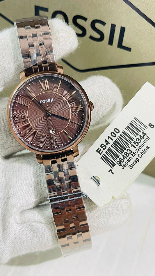 Fossil ES4100 Jacqueline Brown Dial Stainless Steel Women’s Watch