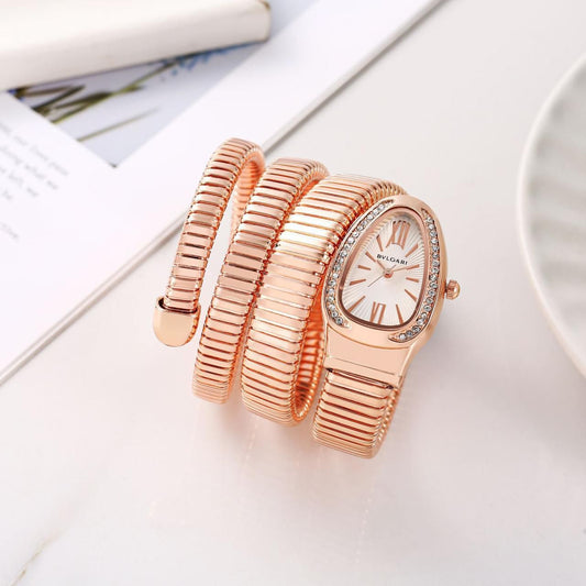 Luxury Bvlgari-Style Serpenti Wrap Watch