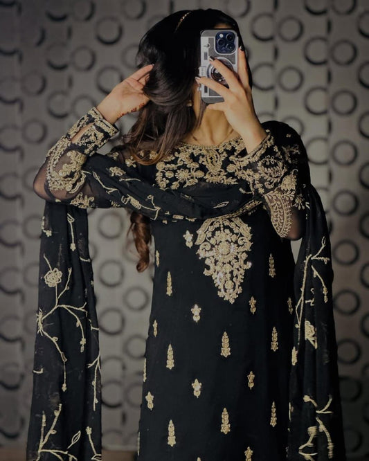 Premium Designer Chinnon Silk Suit Set